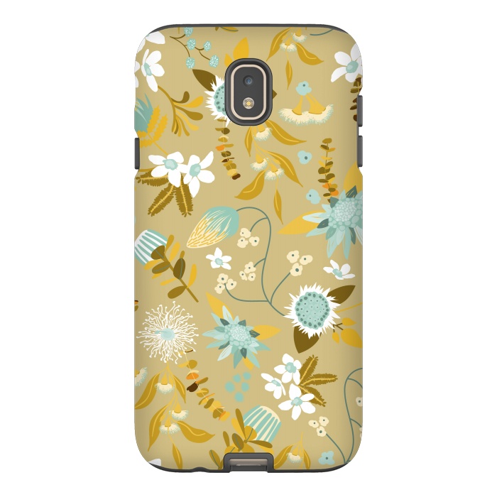 Galaxy J7 StrongFit Stylized Australian Florals in Blue and Cream by Paula Ohreen