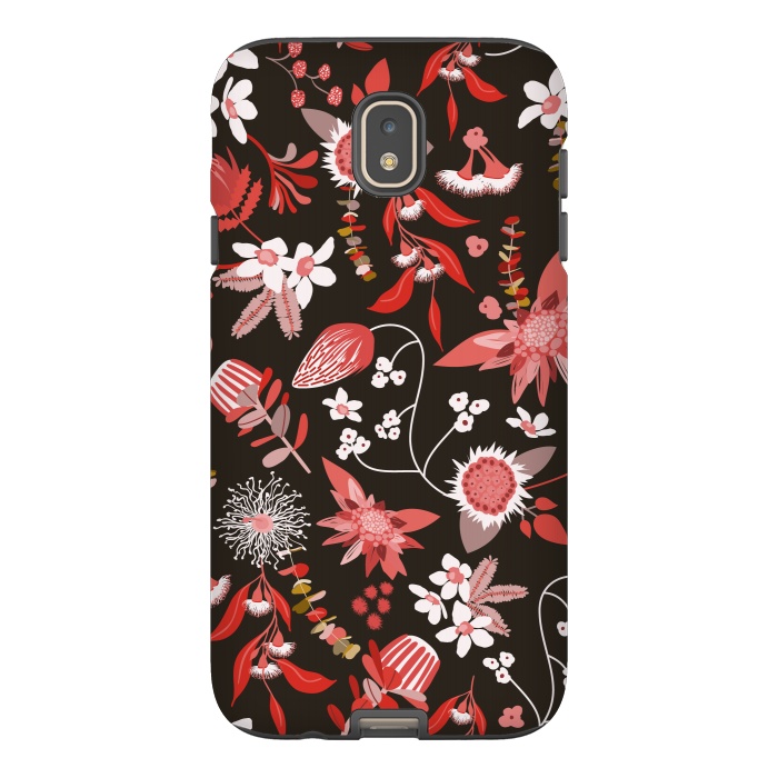 Galaxy J7 StrongFit Stylized Australian Florals in Brown and Pink by Paula Ohreen