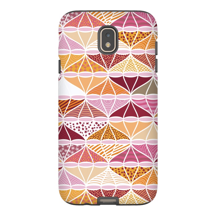 Galaxy J7 StrongFit April Showers Bring Brollies - Pink and Orange by Paula Ohreen