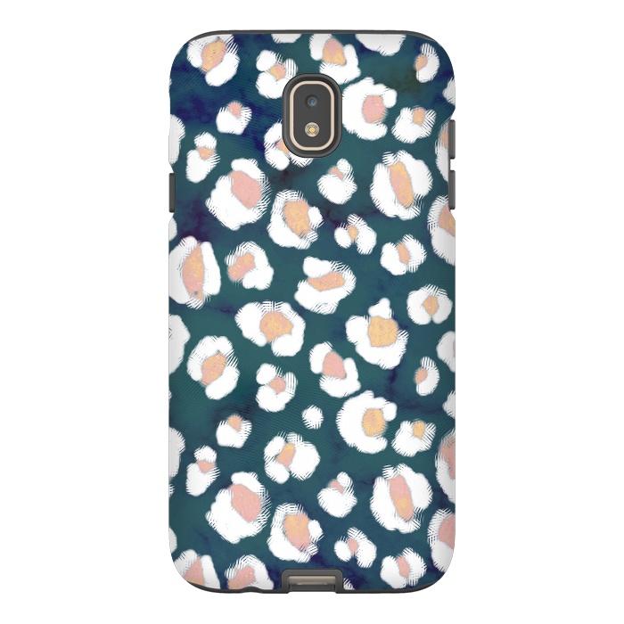 Galaxy J7 StrongFit Rose gold white brushed leopard print by Oana 