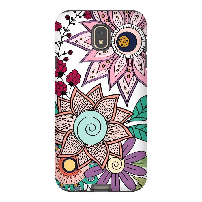Galaxy J7 StrongFit Stylish floral doodles vibrant design by InovArts