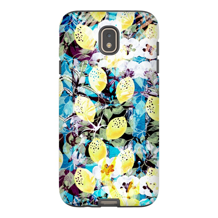 Galaxy J7 StrongFit Lemons and white flowers watercolor illustration by Oana 