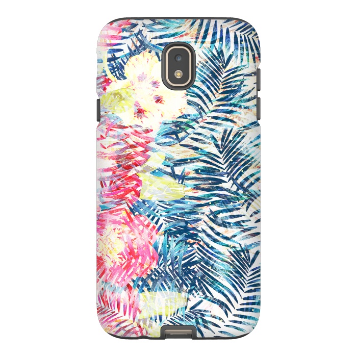 Galaxy J7 StrongFit Colorful tropical leaves hawaiian bouquet by Oana 