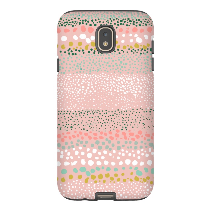 Galaxy J7 StrongFit Little Textured Dots Stripes Pink by Ninola Design