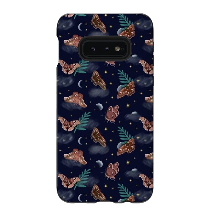 Galaxy S10e StrongFit Midnight Moths by Tishya Oedit