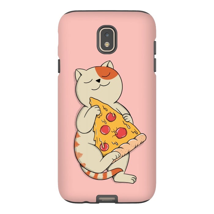 Galaxy J7 StrongFit Cat and Pizza Pink por Coffee Man