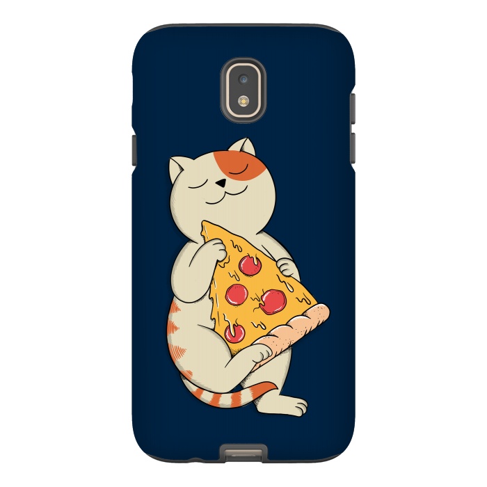 Galaxy J7 StrongFit Cat and Pizza Blue by Coffee Man
