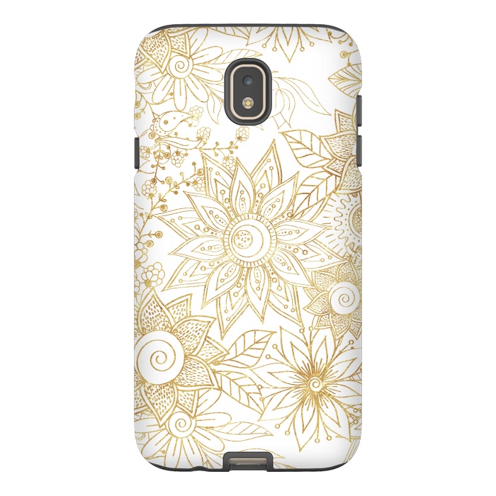 Galaxy J7 StrongFit Elegant golden floral doodles design by InovArts
