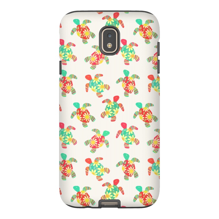 Galaxy J7 StrongFit Cute Flower Child Hippy Turtles on Cream  by Micklyn Le Feuvre