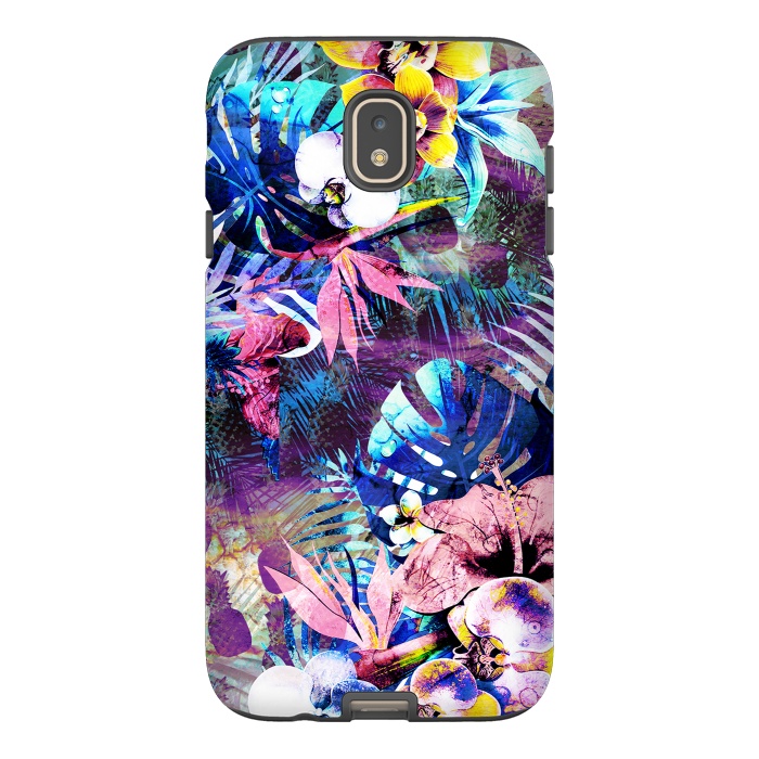Galaxy J7 StrongFit Colorful psychedelic tropical flowers and leaves by Oana 