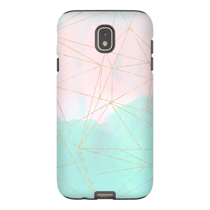 Galaxy J7 StrongFit Watercolor abstract and golden triangles design by InovArts
