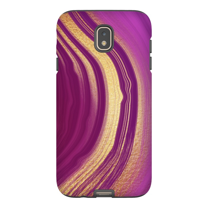Galaxy J7 StrongFit Magenta Pink Marble and gold gemstone  by  Utart