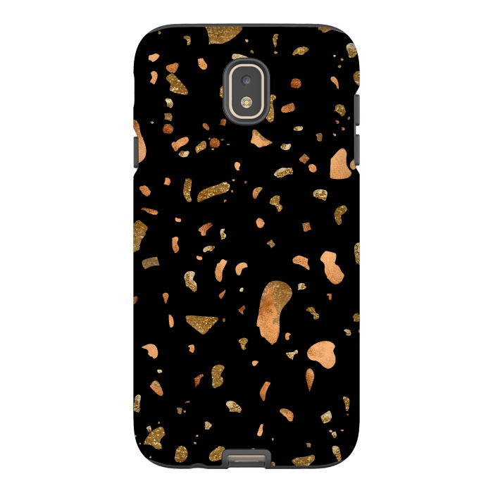 Galaxy J7 StrongFit Black Terrazzo with gold and copper spots by  Utart