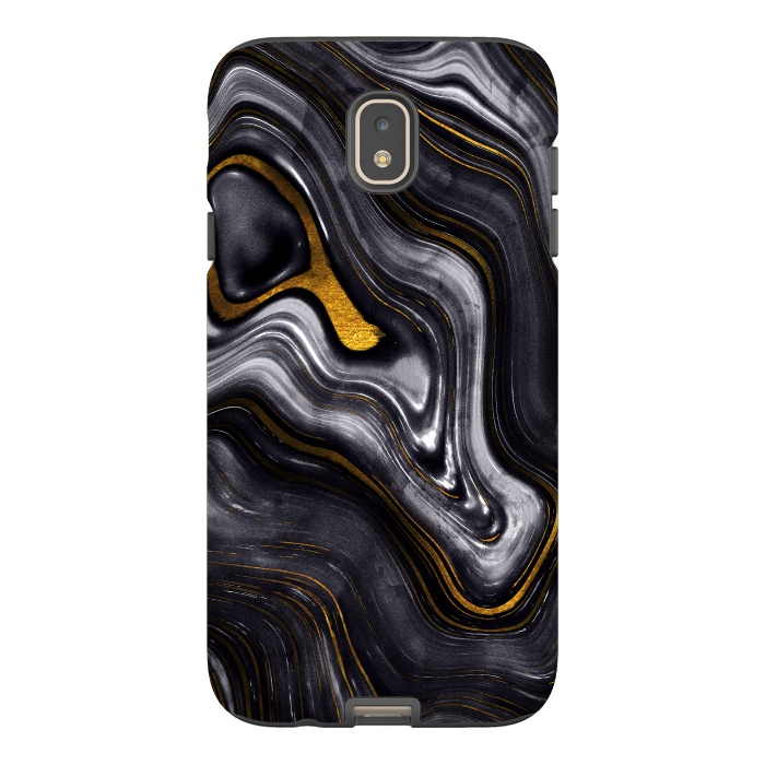 Galaxy J7 StrongFit Trend Black White and Faux Gold Malachite Agate  by  Utart