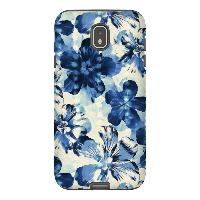 Galaxy J7 StrongFit Indigo Blue Floral by Micklyn Le Feuvre