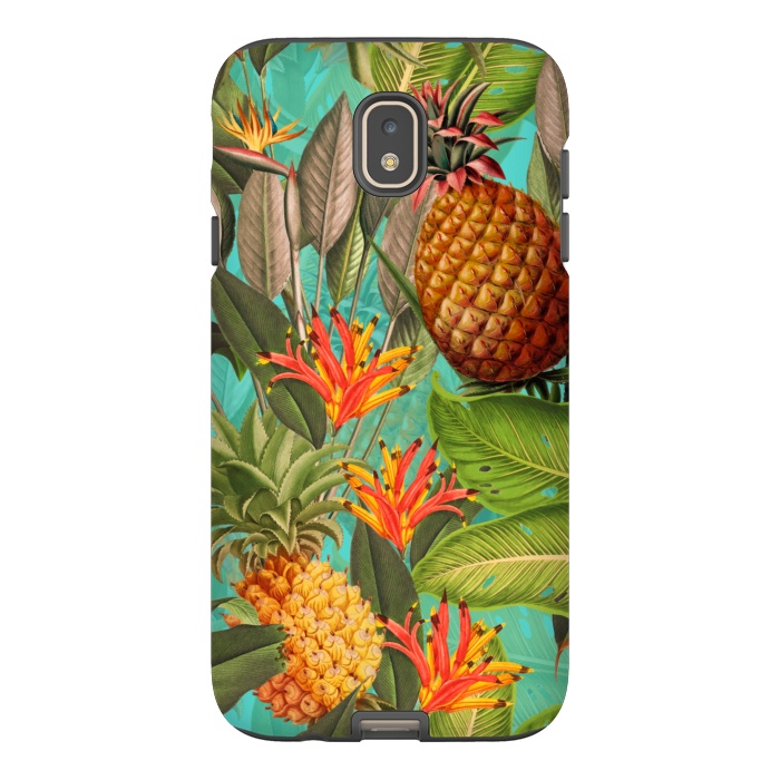 Galaxy J7 StrongFit Teal Pineapple Jungle Garden by  Utart