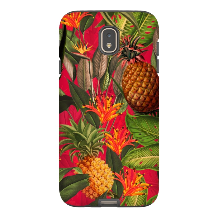 Galaxy J7 StrongFit Red Tropical Pineapple Jungle Garden by  Utart
