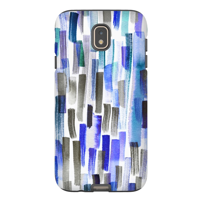 Galaxy J7 StrongFit Colorful Brushstrokes Blue by Ninola Design