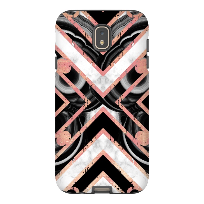 Galaxy J7 StrongFit Monochrome geometric marble tiles with golden contour by Oana 