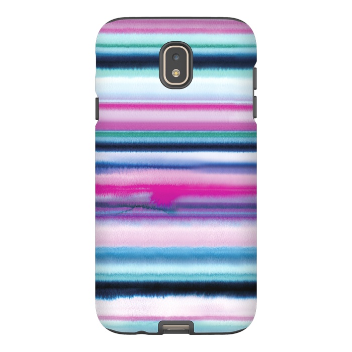Galaxy J7 StrongFit Ombre Stripes Watercolor Pink by Ninola Design