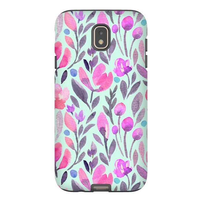 Galaxy J7 StrongFit Mint and Pink Flowers by Allgirls Studio