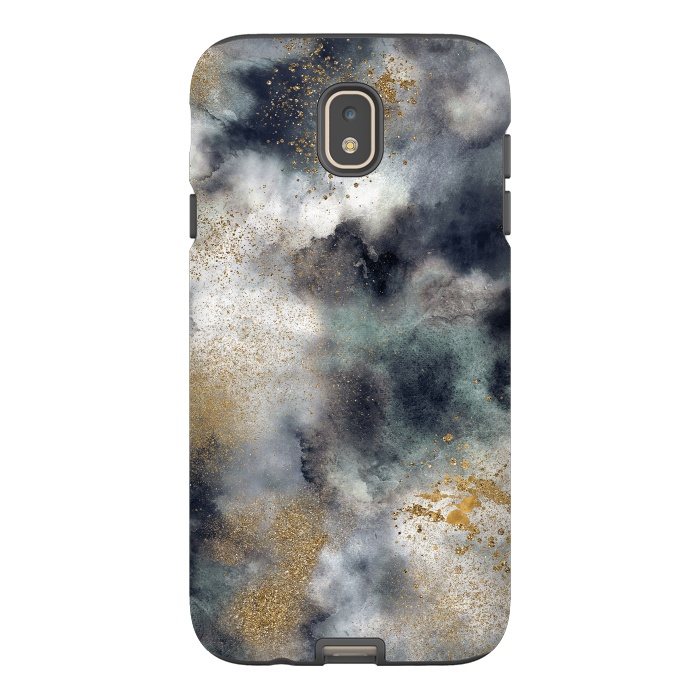 Galaxy J7 StrongFit Marble Watercolor Dark Clouds by Ninola Design
