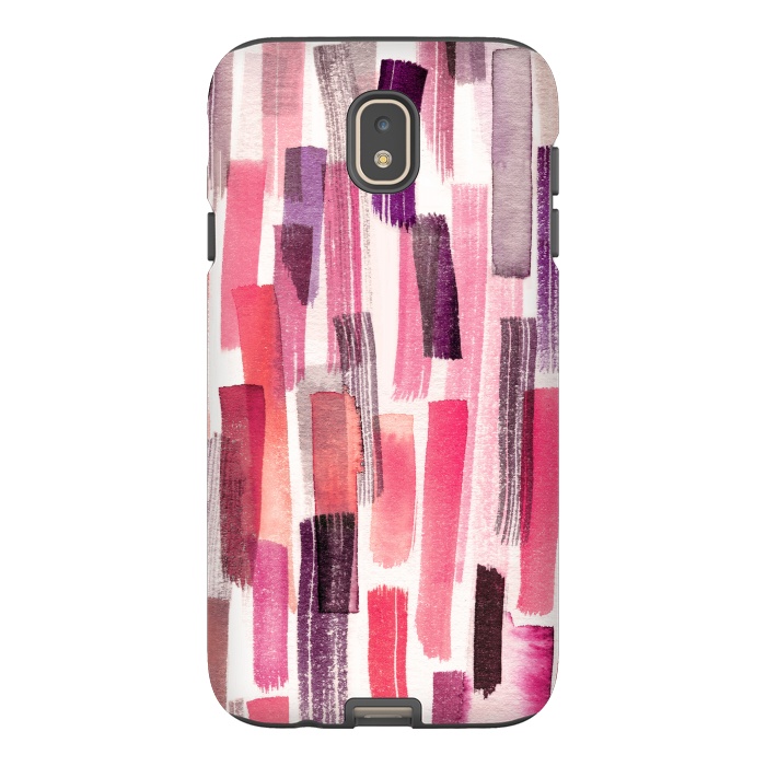 Galaxy J7 StrongFit Colorful Brushstrokes Living Coral by Ninola Design