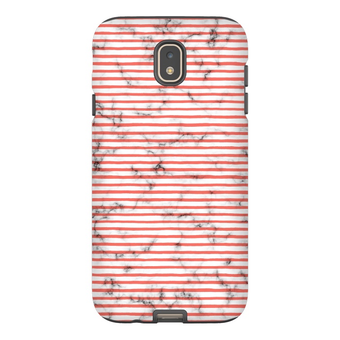 Galaxy J7 StrongFit Marble Marker Coral Stripes by Ninola Design