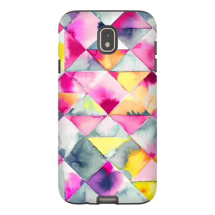 Galaxy J7 StrongFit Watercolor Squares Triangles Fresh by Ninola Design