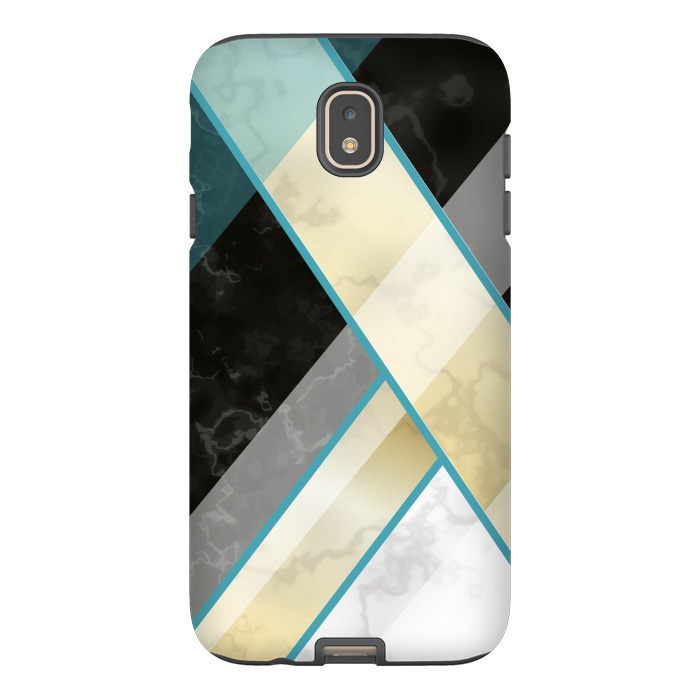 Galaxy J7 StrongFit Vertical Green Lines On Marble  by ArtsCase