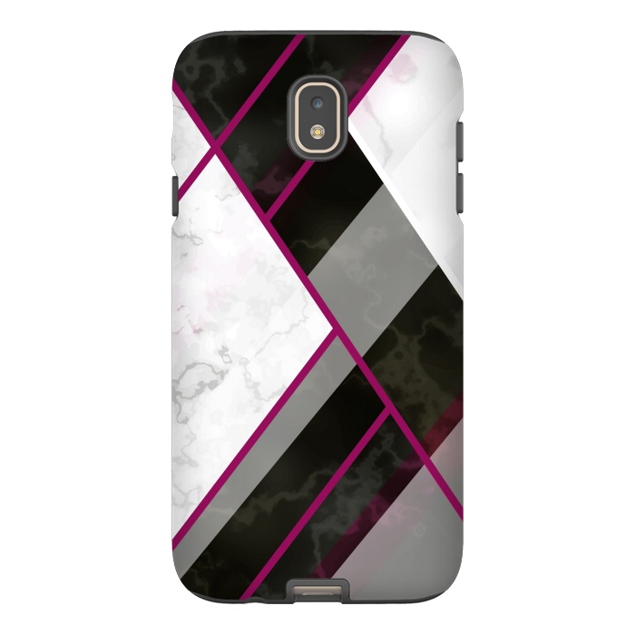 Galaxy J7 StrongFit Vertical Magenta Lines On Marble by ArtsCase