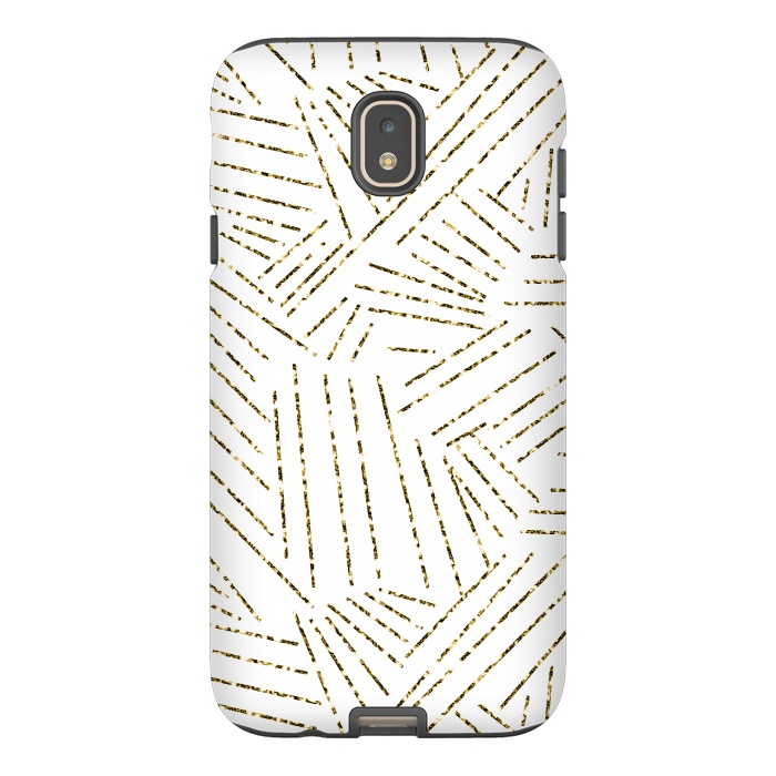 Galaxy J7 StrongFit White and Gold Glitter Lines by Ashley Camille