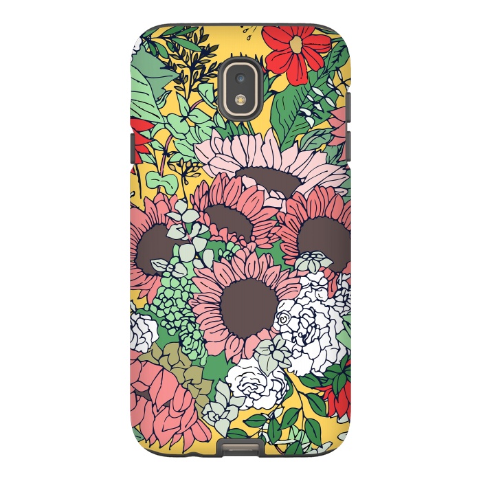 Galaxy J7 StrongFit Pretty aspen gold and pink floral design by InovArts