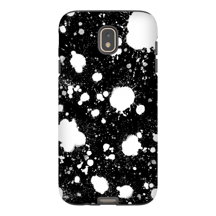 Galaxy J7 StrongFit Black and white paint splatter  by Melissa Pedersen