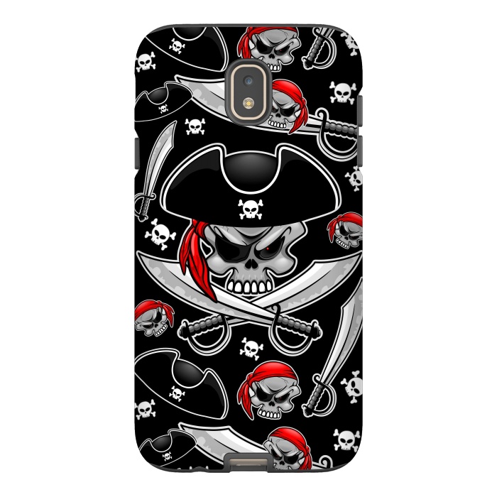 Galaxy J7 StrongFit Skull Pirate Captain with Crossed Sabers by BluedarkArt