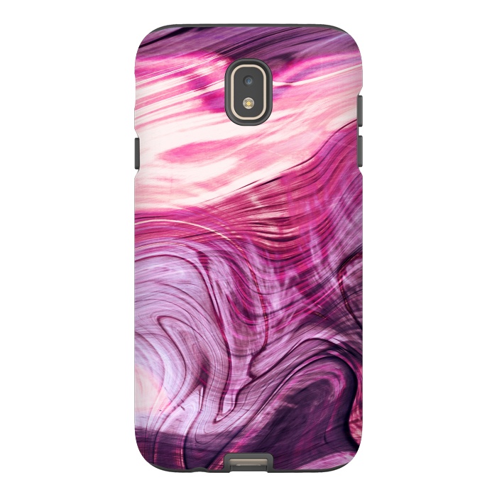 Galaxy J7 StrongFit Pink purple marble waves by Oana 