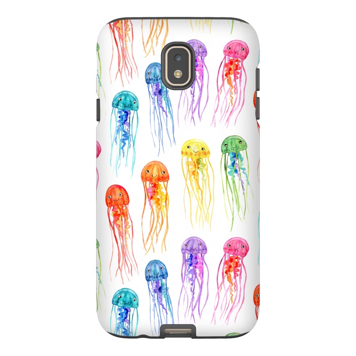 Galaxy J7 StrongFit Cute Little Rainbow Jellyfish on White by Micklyn Le Feuvre
