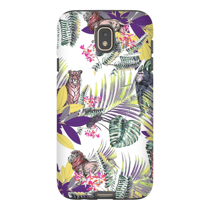 Galaxy J7 StrongFit Colorful jungle leaves and wild animals pattern by Oana 