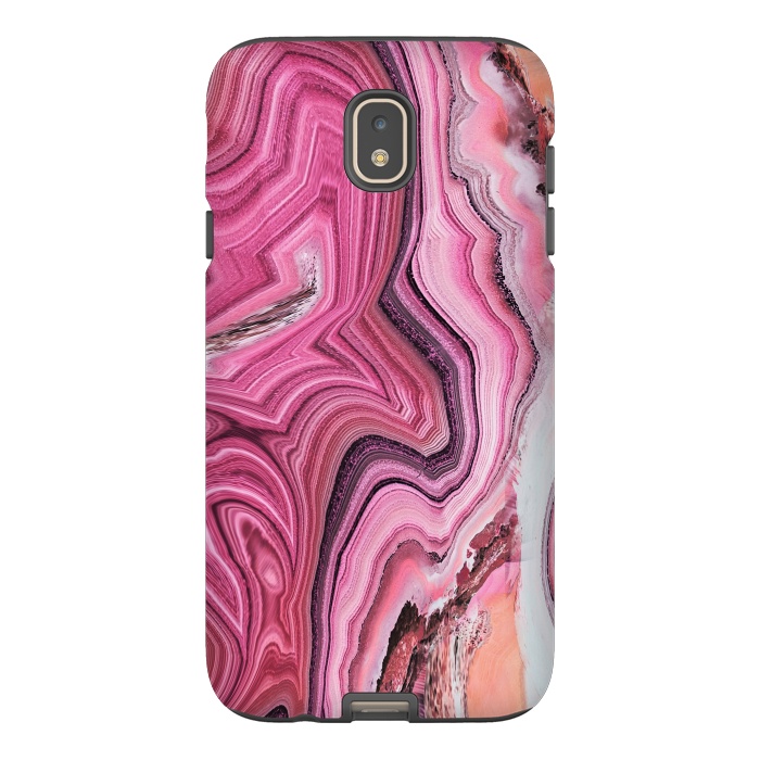 Galaxy J7 StrongFit Candy pink marble waves by Oana 