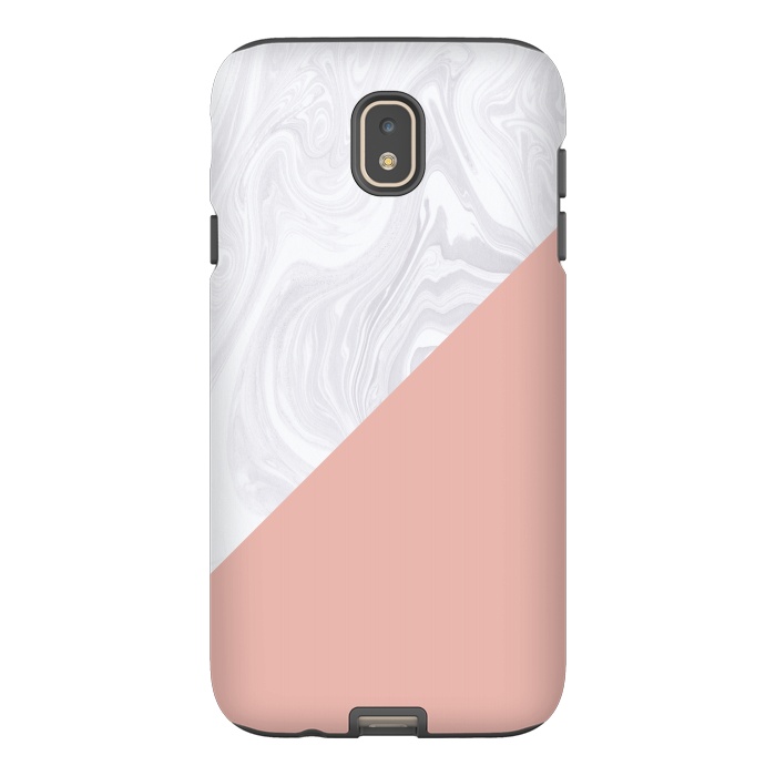 Galaxy J7 StrongFit Rose Gold and White Marble Texture by Julie Erin Designs