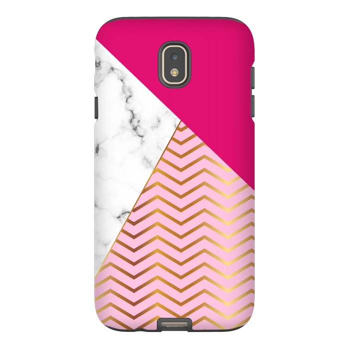 Galaxy J7 StrongFit Curved Lines In Marble And Magenta by ArtsCase