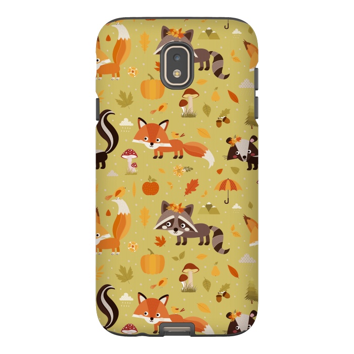 Galaxy J7 StrongFit Red Fox And Raccoon In Autumn by ArtsCase