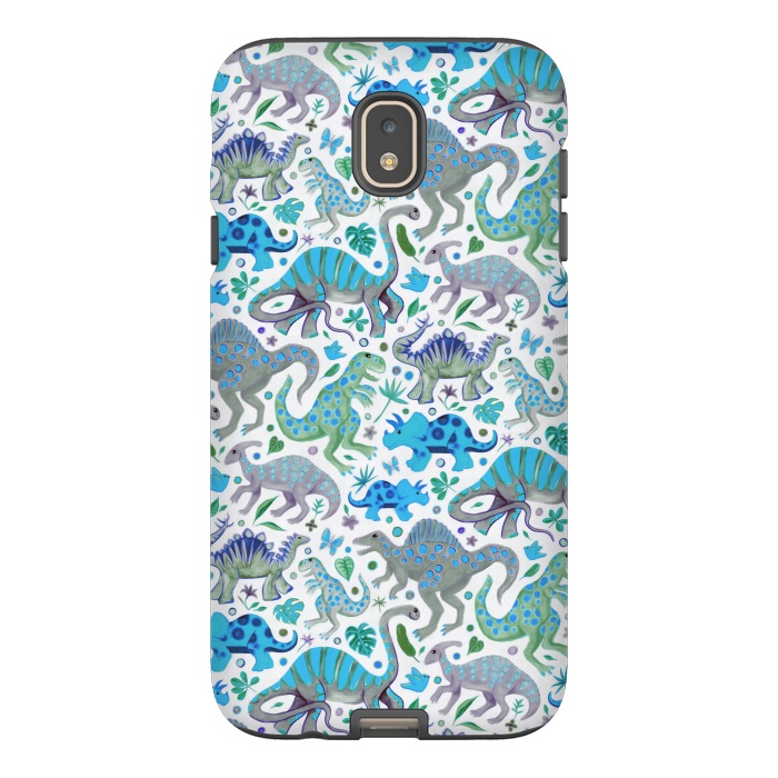 Galaxy J7 StrongFit Happy Dinos in blue and green by Micklyn Le Feuvre