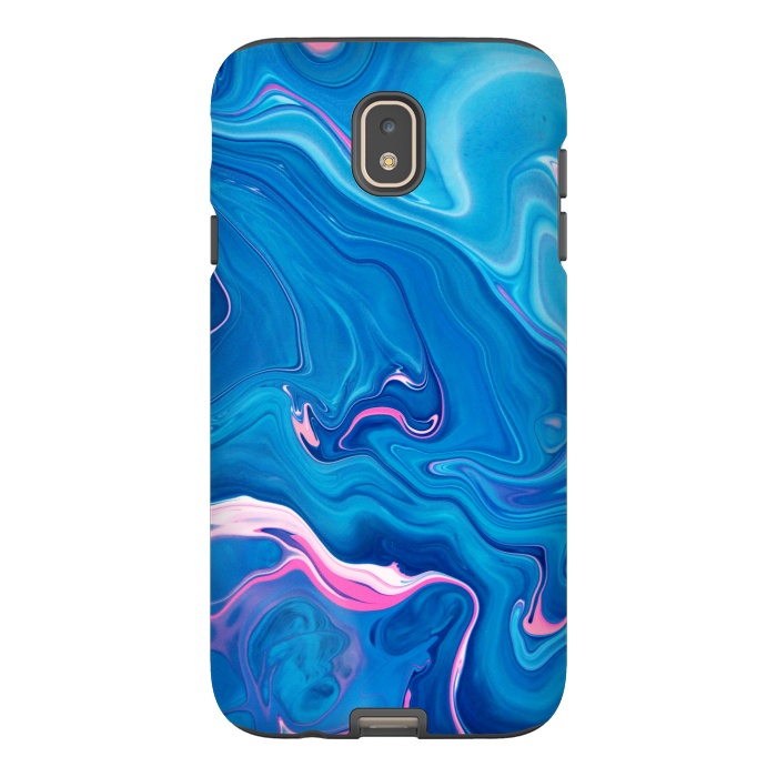 Galaxy J7 StrongFit Abstract Marble Painting Blue Pink Orange by ArtsCase