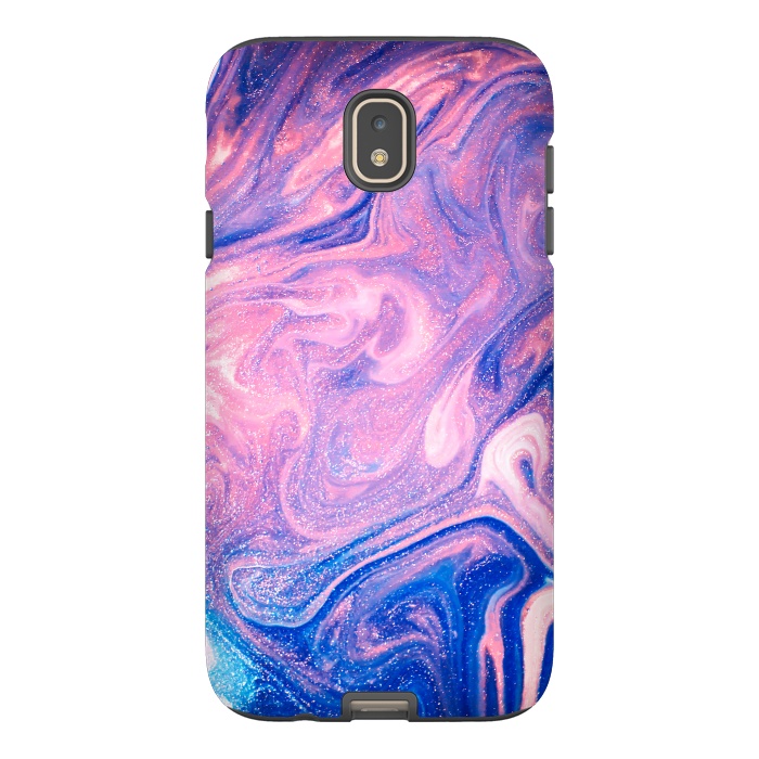 Galaxy J7 StrongFit Pink and Blue Marbling art by ArtsCase