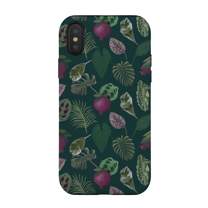 iPhone Xs / X StrongFit Pomegranates & Palm Leaves by Tishya Oedit
