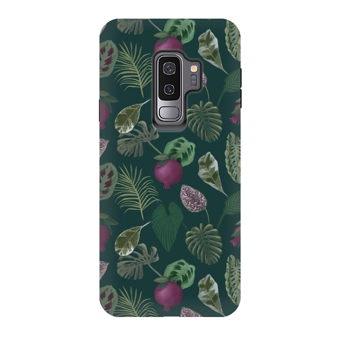 Galaxy S9 plus StrongFit Pomegranates & Palm Leaves by Tishya Oedit