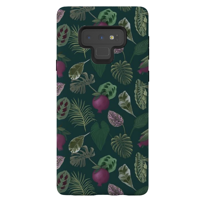 Galaxy Note 9 StrongFit Pomegranates & Palm Leaves by Tishya Oedit