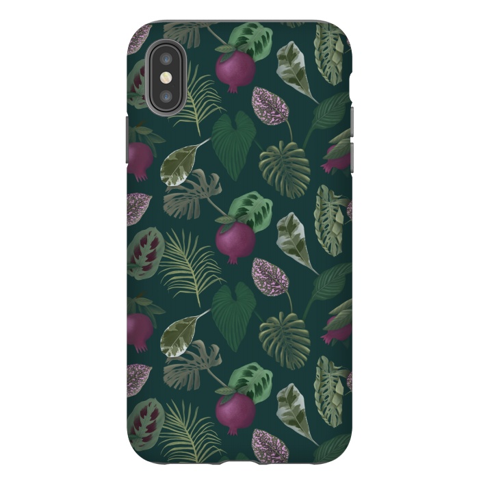 iPhone Xs Max StrongFit Pomegranates & Palm Leaves by Tishya Oedit