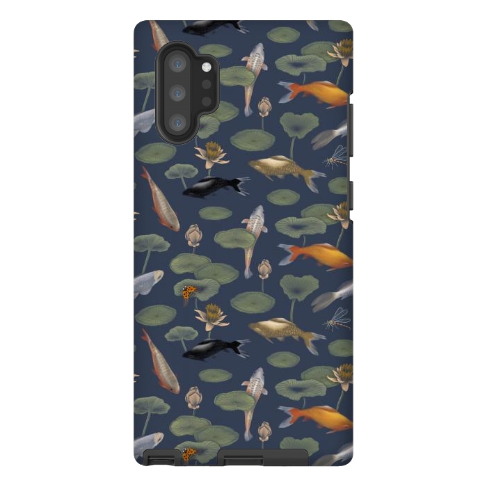Galaxy Note 10 plus StrongFit Water Lilies & Koi Fish by Tishya Oedit